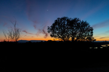 Sunset in the natural area of ​​the Extremadura region