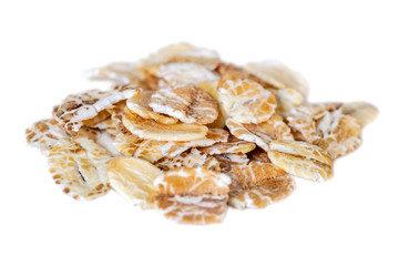 Oat flakes isolated on white background. food.
