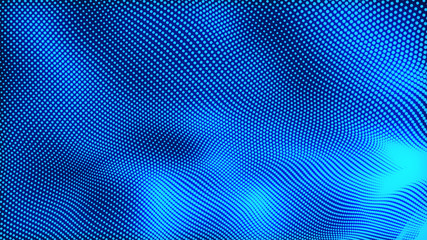 Fototapeta premium Dot white blue wave light screen gradient texture background. Abstract technology big data digital background. 3d rendering.