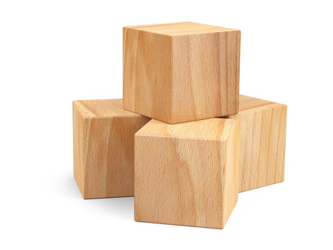 Pyramid of wooden cubes for you design. Education game.