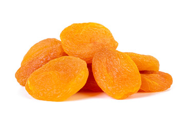 Dried apricots isolated on white background. Healthy food.