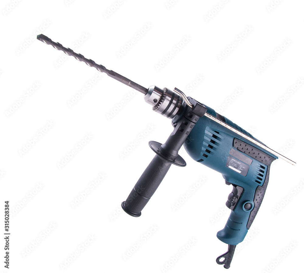 Poster power tools or power drill on background new.