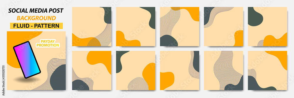 Canvas Prints set collection of square banner layout in black, yellow color