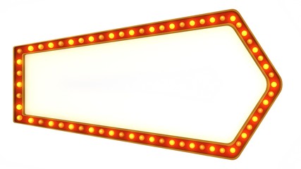 Red marquee light board sign retro on white background. 3d rendering