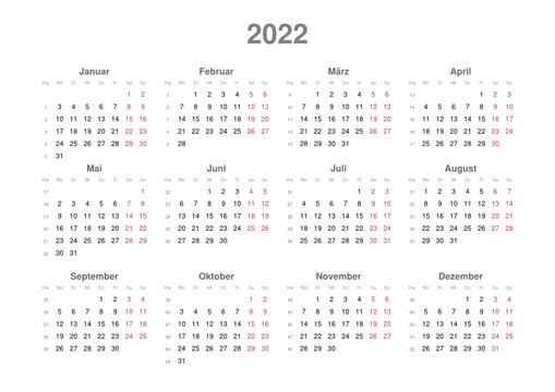 Kalender 2022, Querformat