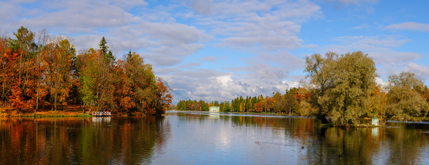 panorama of park in the Indian summer day