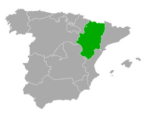 Karte von Aragonien in Spanien