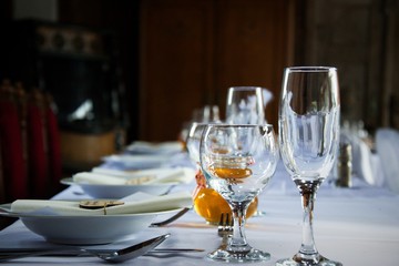 glasses on table