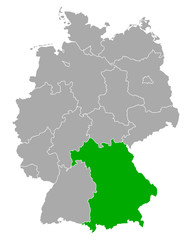 Karte von Bayern in Deutschland
