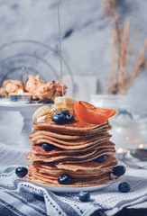pancakes with berries and fruits