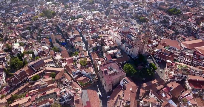 Taxco Mexico by drone on a sunny day.