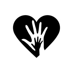 Fototapeta premium Hand of Mother and Child in the Heart Icon. The Symbol of Adoption and Love. Detailed Hand of Mother and Child in Heart Icon Can be Used for Web or Mobile App on White