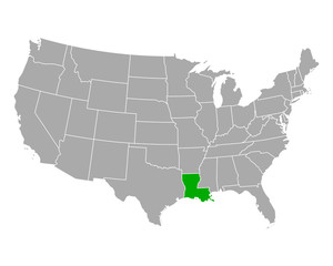 Fototapeta na wymiar Karte von Louisiana in USA