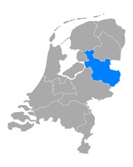 Fototapeta na wymiar Karte von Overijssel in Niederlande