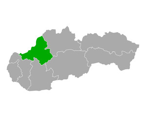 Karte von Trenciansky kraj  in Slowakei