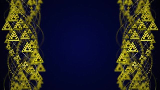 CORROSION, Danger Symbols Animation, Rendering, Background, Loop, 4k