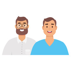 elegant young men with beard avatars characters