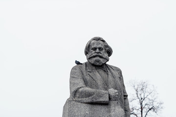 MOSCOW - DECEMBER 25, 2019: Monument to Karl Marx in Moscow city center. Popular landmark. Color...