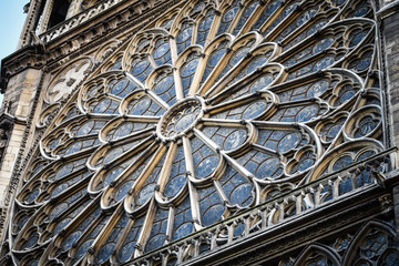 parisian church close up view - notre dame de paris