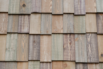 Old Colorful Pieces Of Wooden Planks Of Barn Wall Or Roof. Wood Plank Wall Background For Design And Decoration.