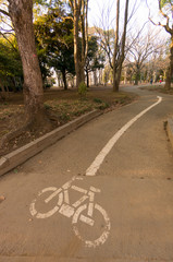公園に設置された自転車専用通路