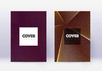 Hipster cover design template set. Gold abstract l