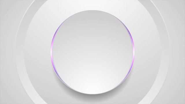 Grey circle with violet neon light abstract tech motion background. Video animation Ultra HD 4K 3840x2160