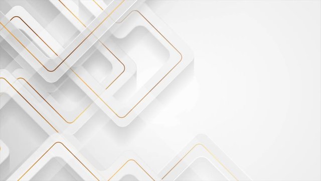 White geometric motion background with abstract golden lines. Seamless looping. Video animation Ultra HD 4K 3840x2160