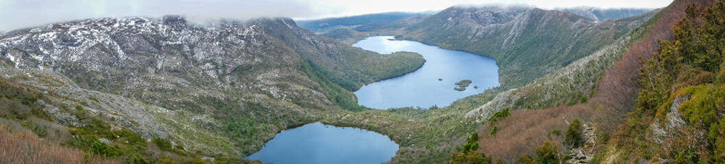 Naklejka na ściany i meble Epic mountain landscape with lake. Cradle mountain, Tasmania