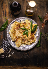 Delicious food pasta with tomatos
