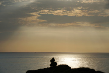 Seascape Tranquil scene on sunset and twilight over the ocean at phuket Thailand.