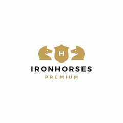 Fototapeta premium horse coat of arms logo vector icon illustration