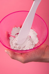 Kneading alginate mask. Skin care. Cosmetology. Beautician Powders. Cosmetics for care and recovery.