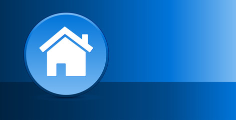 Home icon glassy modern blue button abstract background