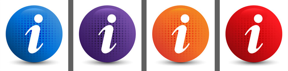 Info icon abstract halftone round button set - obrazy, fototapety, plakaty