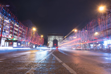 Fototapeta na wymiar long exposure view of arc de triomphe champs elysees paris france 