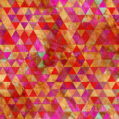 Colorful background with triangle motiff. Destroyed surface.