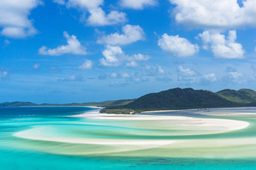 Aerial view of tropical beach paradise with turquoise blue water