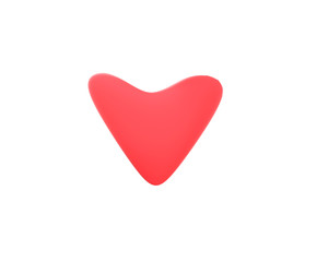 red heart 3D rendering on white background