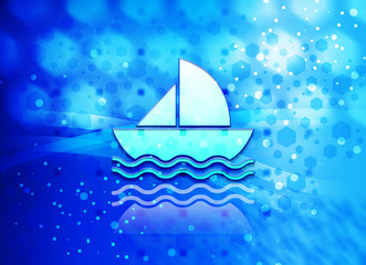 Sailboat icon abstract light cyan blue hexagon pattern background