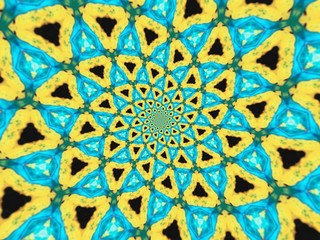 Colorful digital graphic kaleidoscope symmetry mandala style in laser light sunray trial pattern, Tie Dye , spiderweb art abstract background for art projects, banner, business,   card, 3D, template