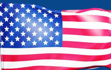 3D rendering banner USA flag waving texture