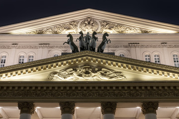 Bolshoi Theatre at night (Large, Great or Grand Theatre, also spelled Bolshoy) - 12 12 2019, Moscow, Russia