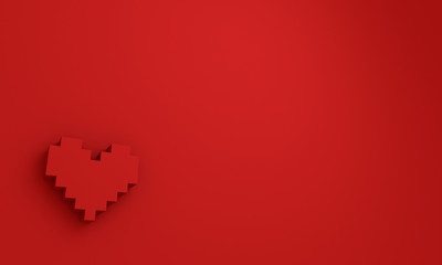 3D pixel heart shape wallpaper background 