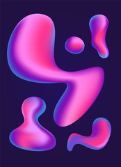 Set of isolated modern blob shapes. Abstract background with liquid fluids. Graphic template for web