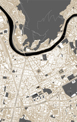 map of the city of Grenoble, Isere, Auvergne-Rhone-Alpes, France