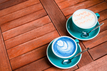 Latte art coffee and Matcha latte so delicious on white background