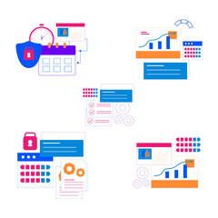 A collection of illustrative concept makers, concept blogging, education, creative writing, content management for web pages.