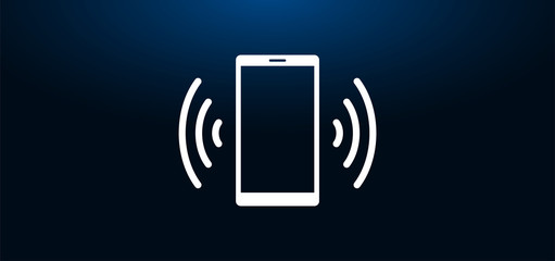 Smartphone network signal icon crystal blue banner background