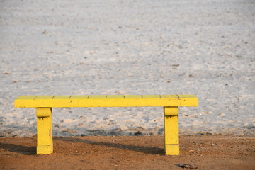 Yellow Bench for Waiting at White Dessert, White Run, Dhordo, Kutch, Gujarat, India